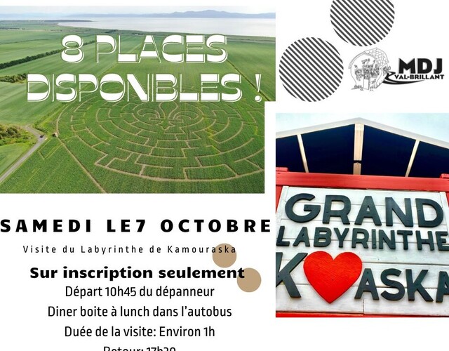 La maison des jeunes de Val-Brillant invite vos jeunes le 7 octobre à visiter le Grand Labyrinthe de Kamouraska